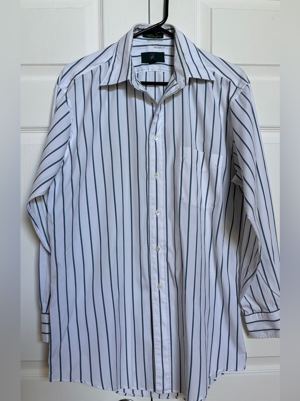 Vintage Club Room Striped Oxford Cotton Dress Shirt 15.5 33